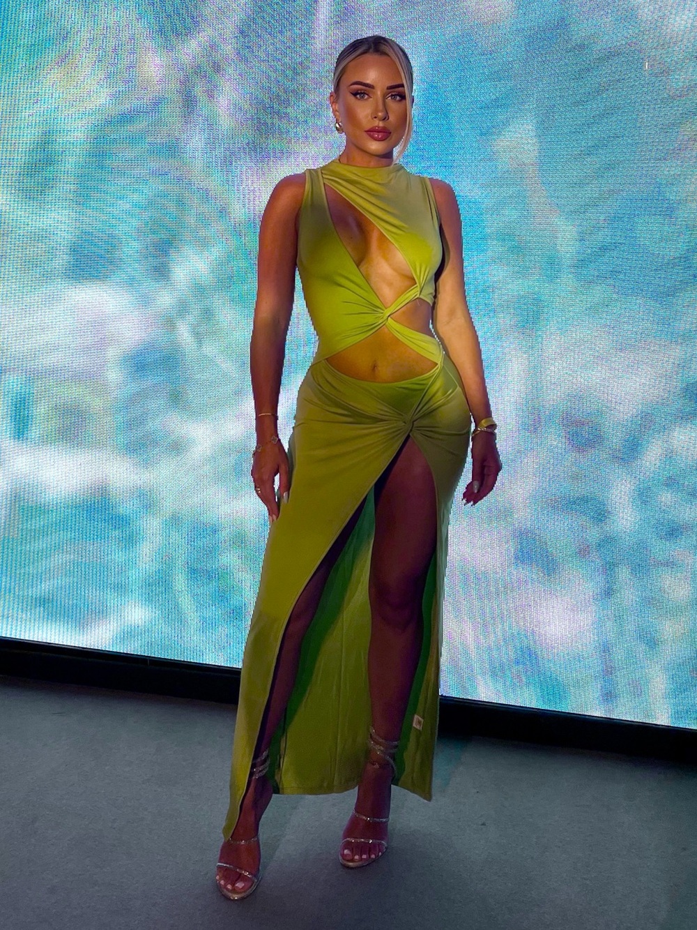 Neon Lime Cutout Maxi Dress